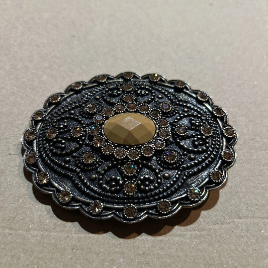 Antique Oval Filigree Belt Buckle - Brass