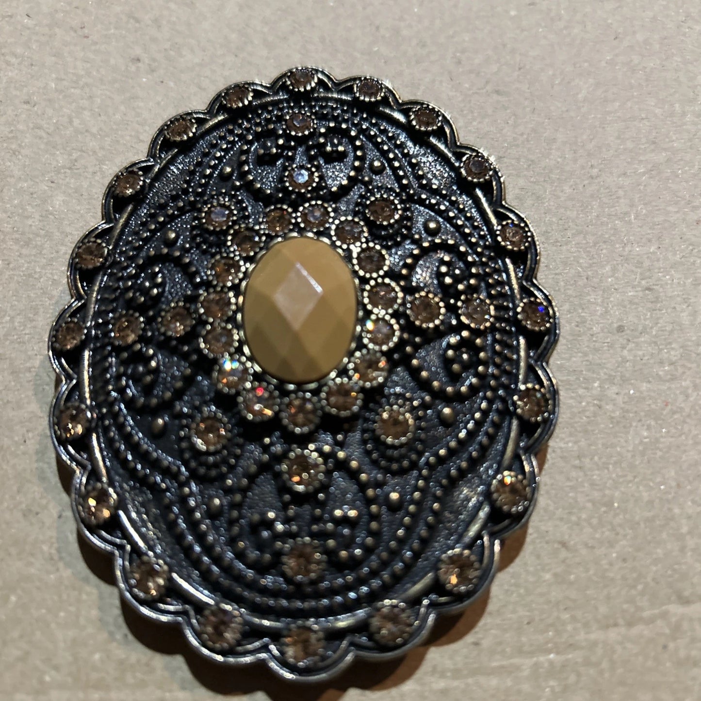 Antique Oval Filigree Belt Buckle - Brass