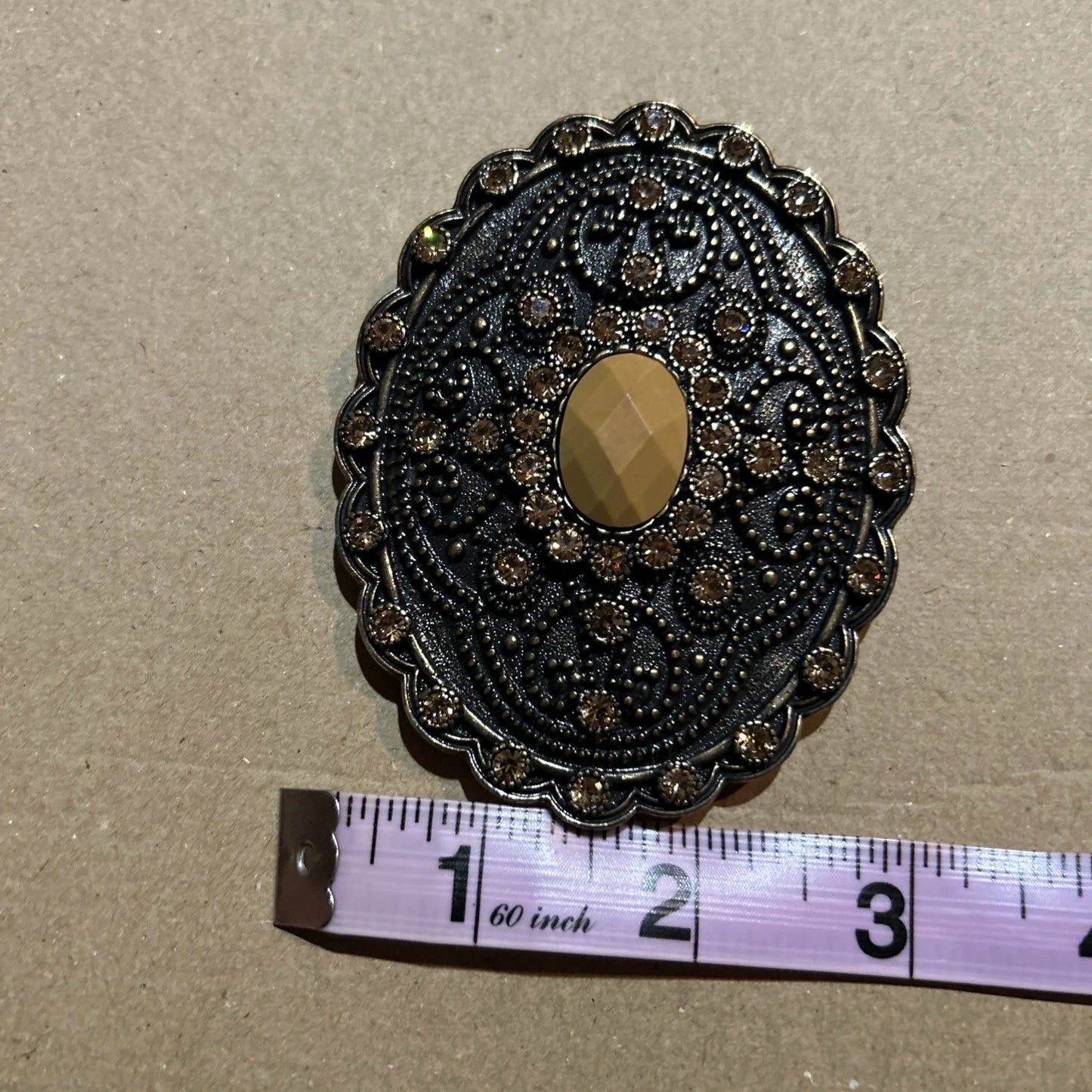 Antique Oval Filigree Belt Buckle - Brass
