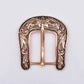 Antique Silver & Bronze Floral Engraved Western Belt Buckle Set - 1" Cowboy/Cowgirl
