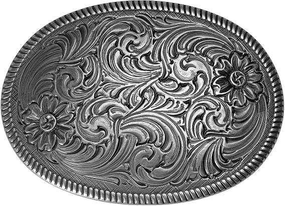 Antique Silver Floral Western Buckle - Heavy-Duty Alloy