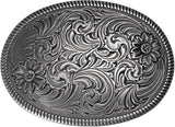 Antique Silver Floral Western Buckle - Heavy-Duty Alloy