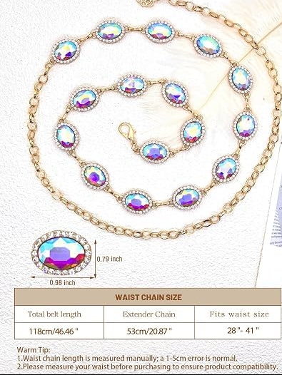 Rhinestone Gold Chain Belt - Elegant Sparkly Waist Chain