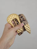 Vintage Leopard Print Hair-On Hide Belt - Gold Buckle