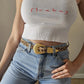 Vintage Leopard Print Hair-On Hide Belt - Gold Buckle