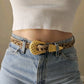 Vintage Leopard Print Hair-On Hide Belt - Gold Buckle