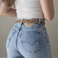 Vintage Leopard Print Hair-On Hide Belt - Gold Buckle