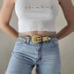 Vintage Leopard Print Hair-On Hide Belt - Gold Buckle