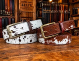 Handcrafted Cowhide Hair-On Leather Belt - Western Style
