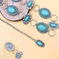 Turquoise Floral Concho Chain Belt - Silver Western Belt