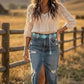Turquoise Floral Concho Chain Belt - Silver Western Belt