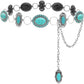 Turquoise Floral Concho Chain Belt - Silver Western Belt