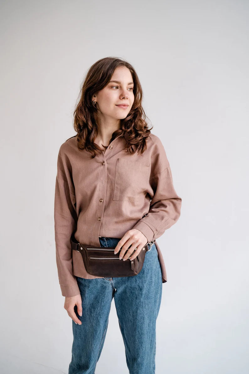 Personalized Leather Hip Bag – Embossed Fanny Pack