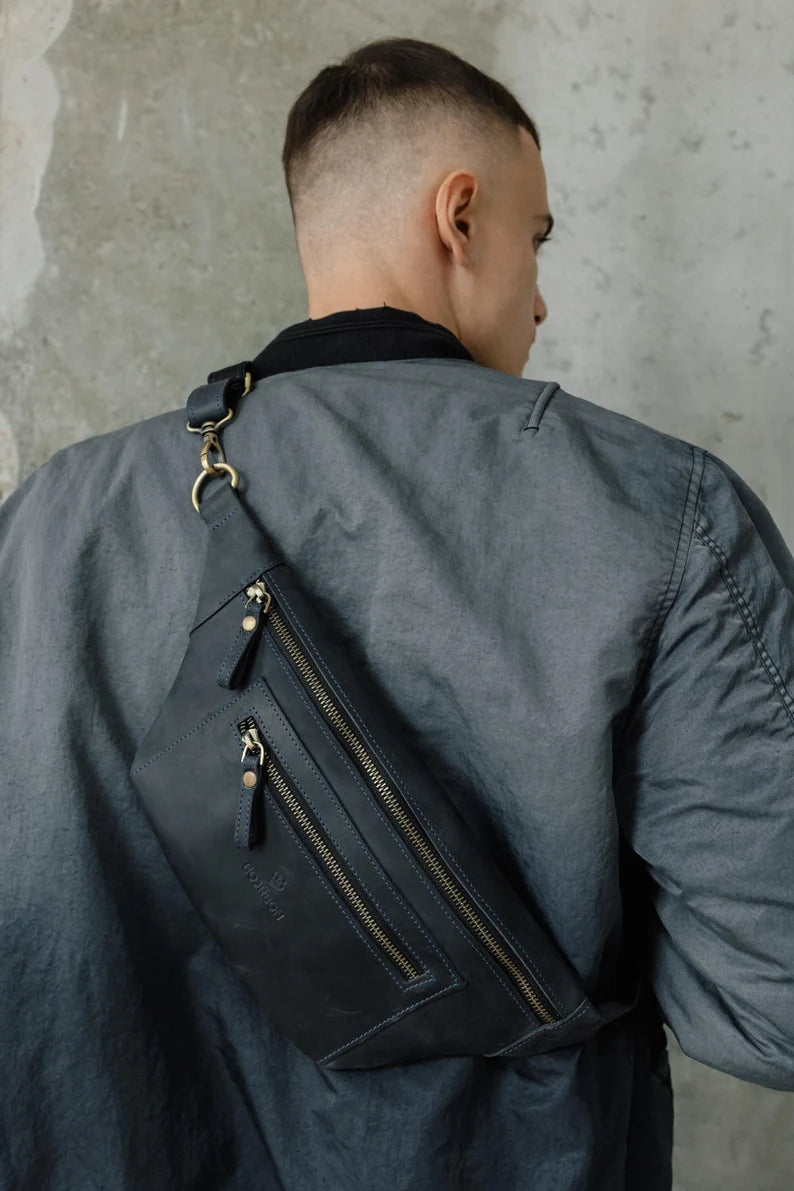 Men's Leather Belt Bag - Waist Fanny Pack