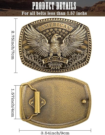 American 1776 Bald Eagle Belt Buckle - Patriotic Western