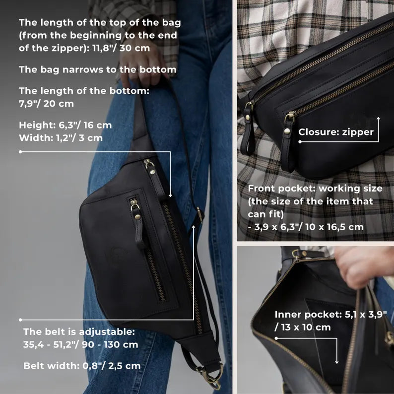 Men's Leather Belt Bag - Waist Fanny Pack