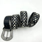 Black Croc-Style Rhinestone Belt | Studded Bling, Prong-Set Stones