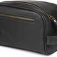 Black Full Grain Leather Toiletry Bag with YKK Zipper