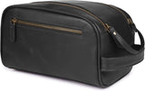 Black Full Grain Leather Toiletry Bag with YKK Zipper