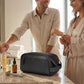 Black Full Grain Leather Toiletry Bag with YKK Zipper