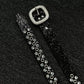 Black Glitter Grommet Rhinestone Belt - Y2K Statement Belt