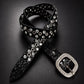Black Glitter Grommet Rhinestone Belt - Y2K Statement Belt