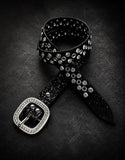 Black Glitter Grommet Rhinestone Belt - Y2K Statement Belt