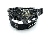Black Pirate Skull Rhinestone Belt - Unisex Glitter Festival Style