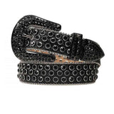 Black Rhinestone Belt | Premium Leather, Prong-Set Sparkle