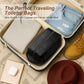 Black Water-Resistant Leather Toiletry Bag for Travel