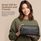Black Water-Resistant Leather Toiletry Bag for Travel