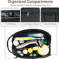 Black Water-Resistant Leather Toiletry Bag for Travel