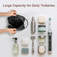 Black Water-Resistant Leather Toiletry Bag for Travel