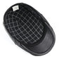 Black Lambskin Leather Flat Cap - Newsboy Beret Style