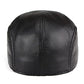 Black Lambskin Leather Flat Cap - Newsboy Beret Style