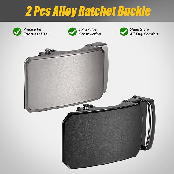 Black & Silver Ratchet Belt Buckle Replacement for Men