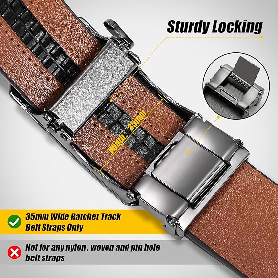 Black & Silver Ratchet Belt Buckle Replacement for Men