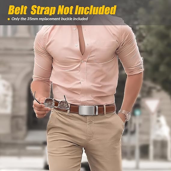 Black & Silver Ratchet Belt Buckle Replacement for Men