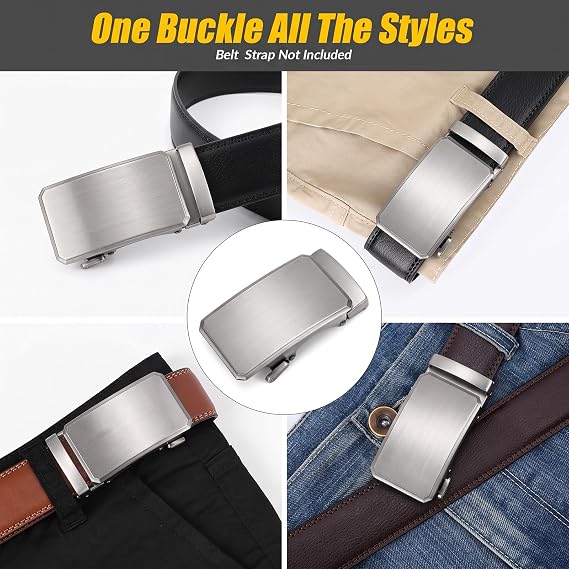 Black & Silver Ratchet Belt Buckle Replacement for Men