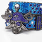 Blue Pirate Skull Rhinestone Belt - Crystal Studded Buckle & Strap
