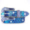 Western Rhinestone Belt - Blue Sparkle Heart Buckle