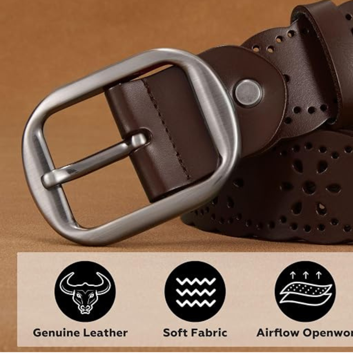 Women's Hollow Flower Genuine Leather Wide Belt