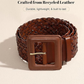 Women's Wide Braided Belt - Oversized Square Buckle