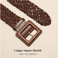 Women's Wide Braided Belt - Oversized Square Buckle