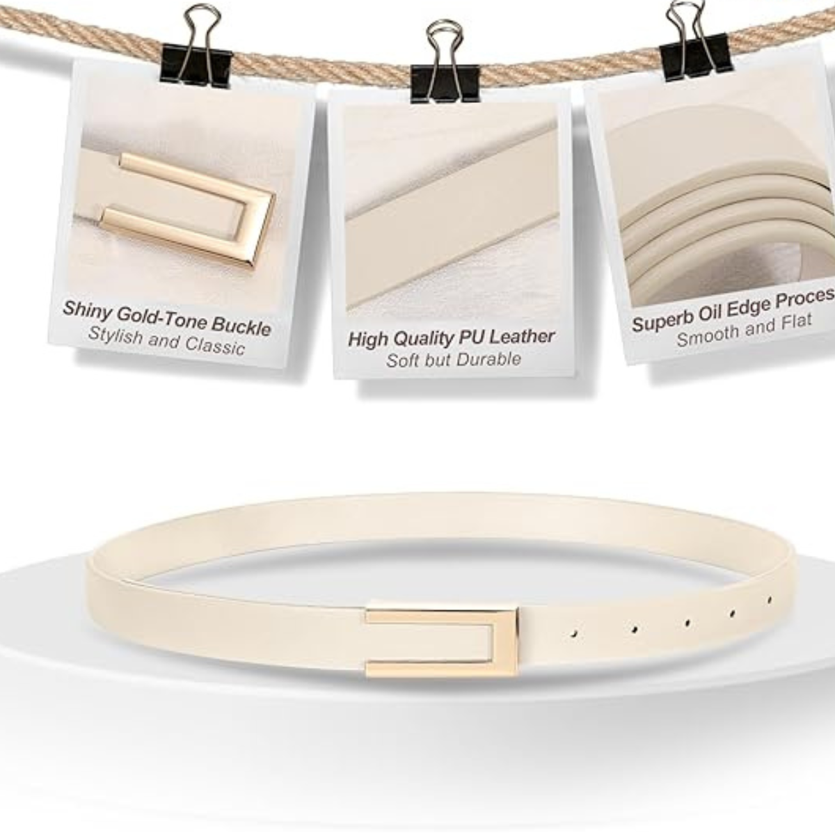 Women's Skinny Leather Belt 3-Pack – Alloy Buckle