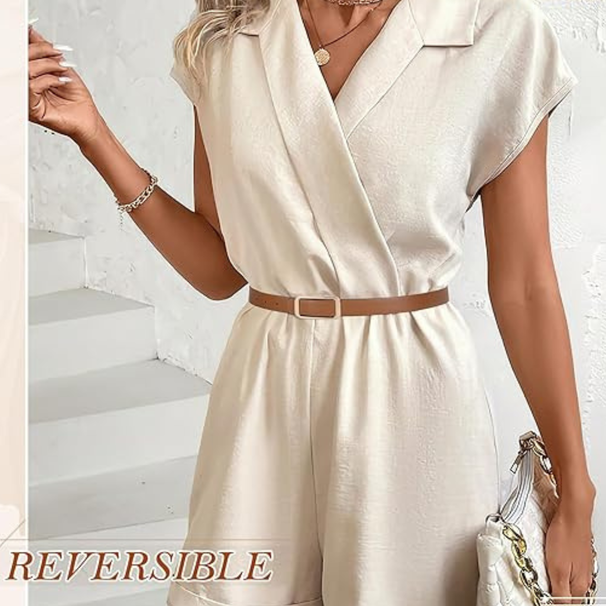 Women's Reversible Leather Belt – Square Metal Buckle