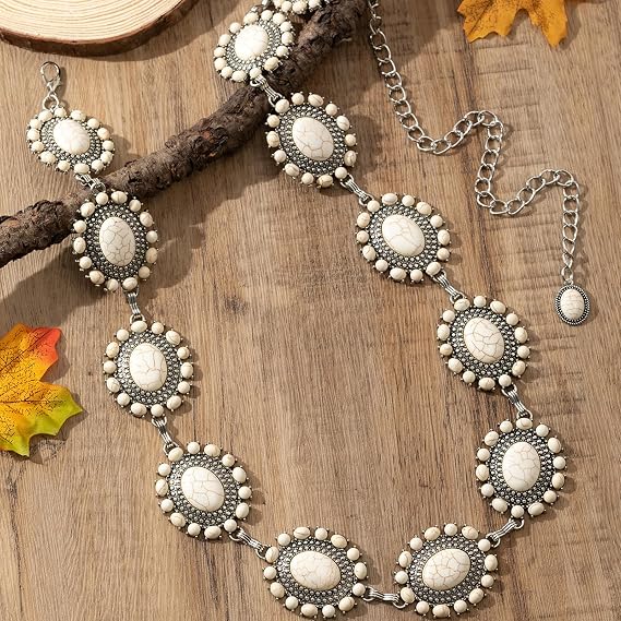 Bohemian Turquoise Concho Waist Chain - Retro Boho Belt