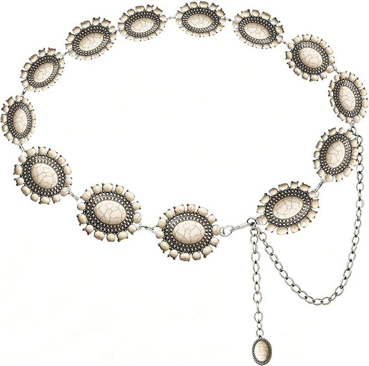 Bohemian Turquoise Concho Waist Chain - Retro Boho Belt