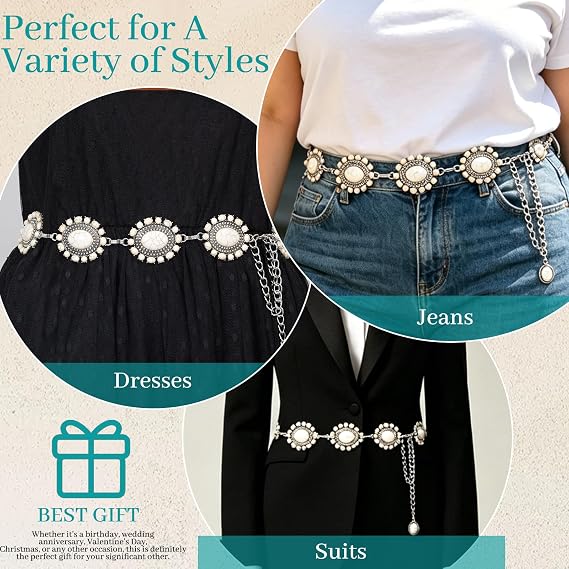 Bohemian Turquoise Concho Waist Chain - Retro Boho Belt
