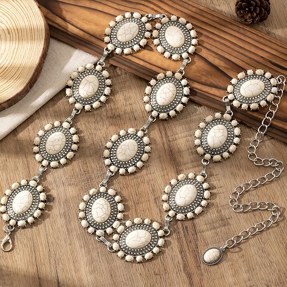 Bohemian Turquoise Concho Waist Chain - Retro Boho Belt